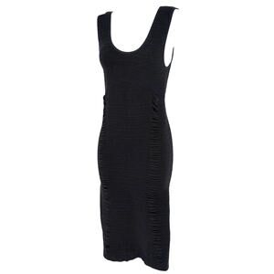 Aura Ruched Bodycon Dress Sz L/XL Ribbed Waffle Shapewar Club Minimalist Travel